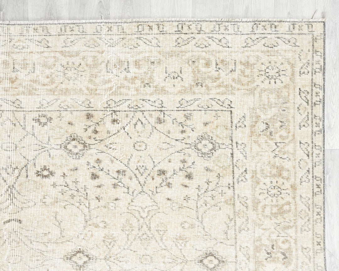 Beige Turkish Oushak Rug 6'5" x 10' Hand-Knotted | No. VR28542