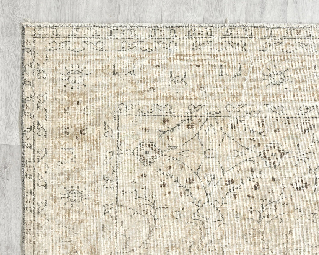 Beige Turkish Oushak Rug 6'5" x 10' Hand-Knotted | No. VR28542