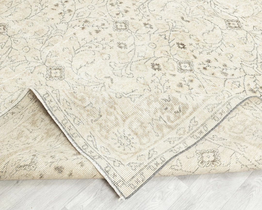 Beige Turkish Oushak Rug 6'5" x 10' Hand-Knotted | No. VR28542