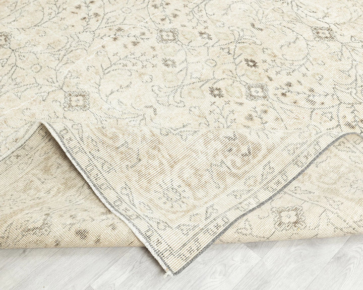 Beige Turkish Oushak Rug 6'5" x 10' Hand-Knotted | No. VR28542