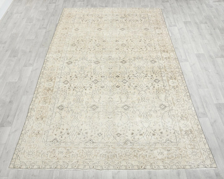 Beige Turkish Oushak Rug 6'5" x 10' Hand-Knotted | No. VR28542