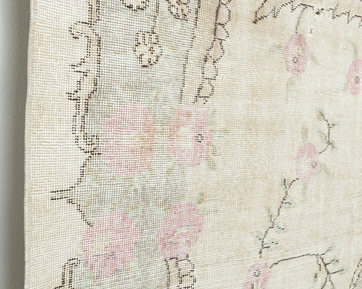 Beige Turkish Oushak Rug 6'7" x 10'1" Hand-Knotted | No. VR28674