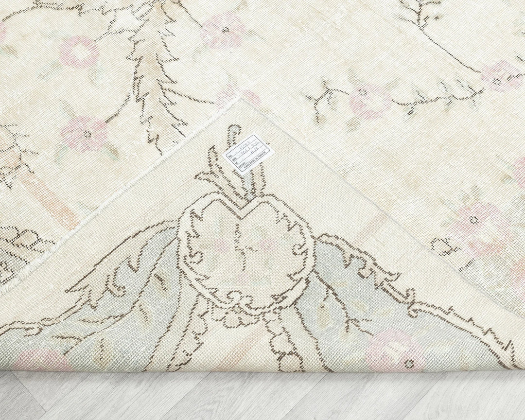 Beige Turkish Oushak Rug 6'7" x 10'1" Hand-Knotted | No. VR28674