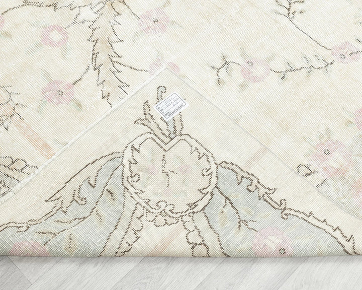Beige Turkish Oushak Rug 6'7" x 10'1" Hand-Knotted | No. VR28674