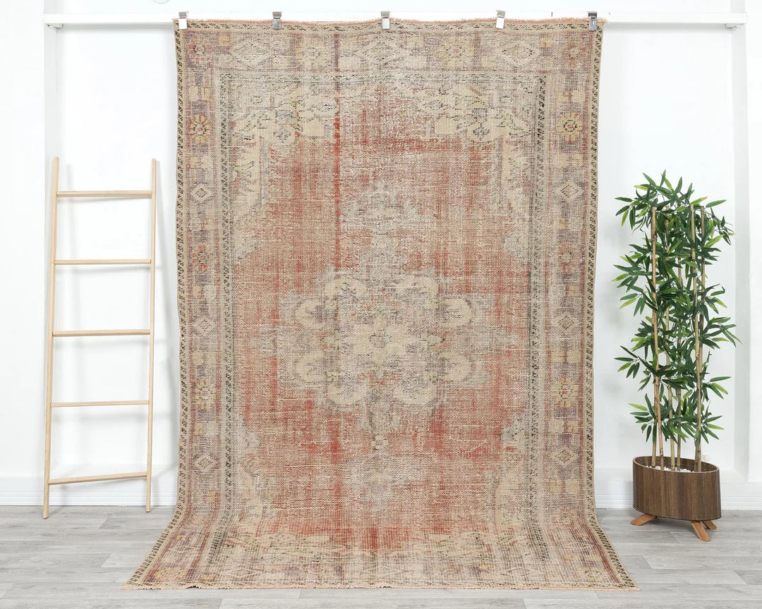 Multicolor Turkish Oushak Rug 5' 11" x 8' 10" Hand-Knotted | No. VR28693