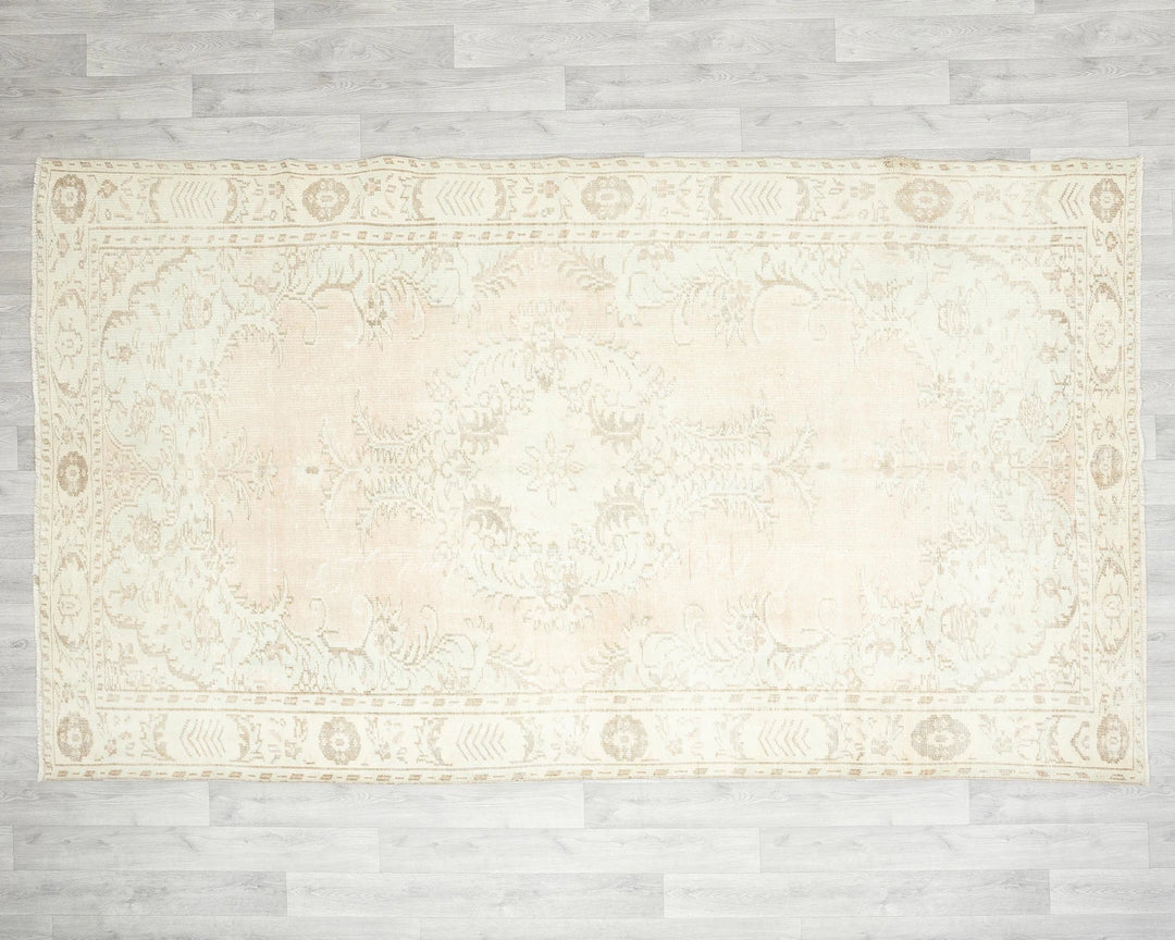 Beige Turkish Oushak Rug 5'8" x 9'6" Hand-Knotted | No. VR29088