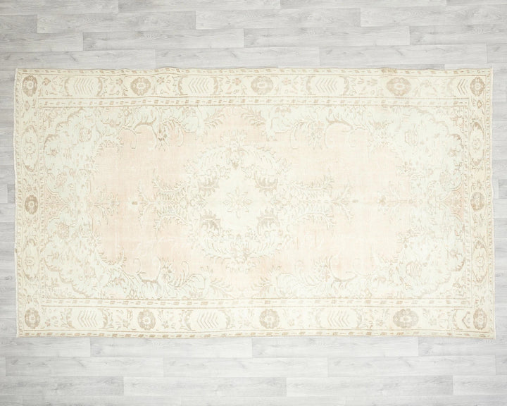Beige Turkish Oushak Rug 5'8" x 9'6" Hand-Knotted | No. VR29088