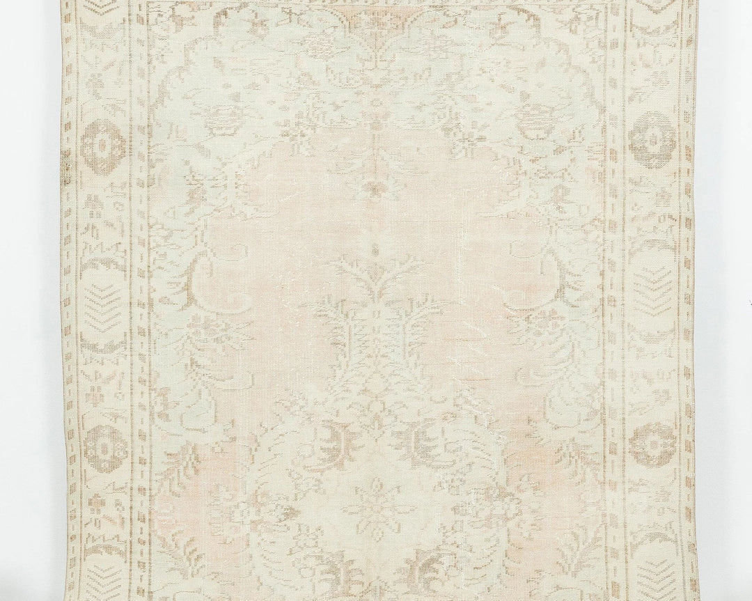 Beige Turkish Oushak Rug 5'8" x 9'6" Hand-Knotted | No. VR29088