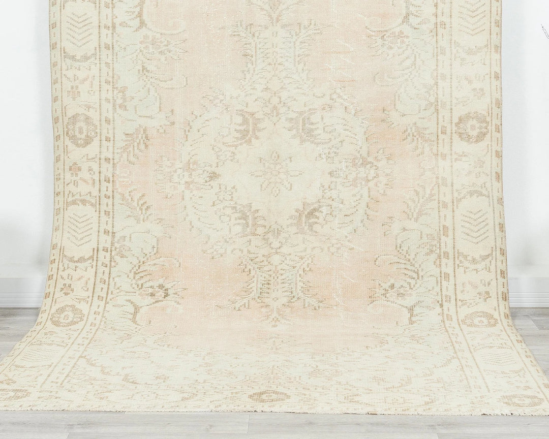 Beige Turkish Oushak Rug 5'8" x 9'6" Hand-Knotted | No. VR29088