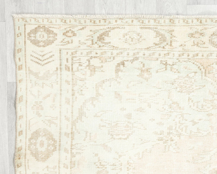 Beige Turkish Oushak Rug 5'8" x 9'6" Hand-Knotted | No. VR29088