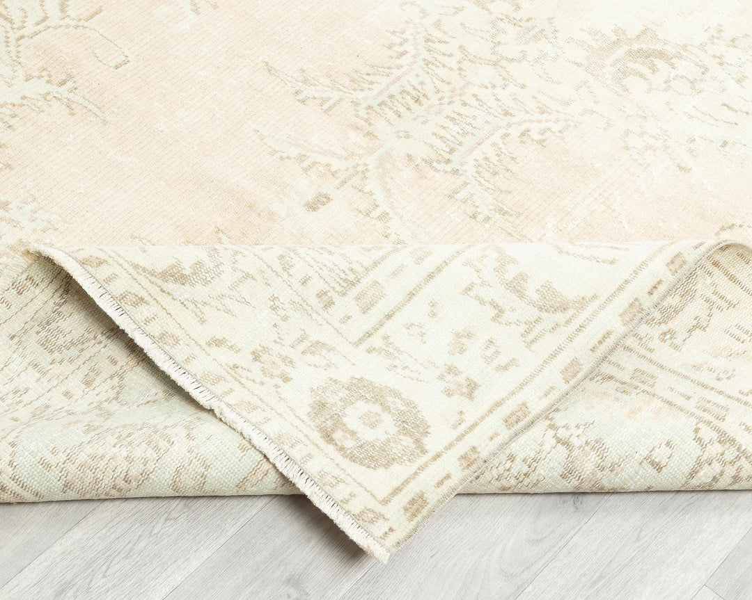 Beige Turkish Oushak Rug 5'8" x 9'6" Hand-Knotted | No. VR29088