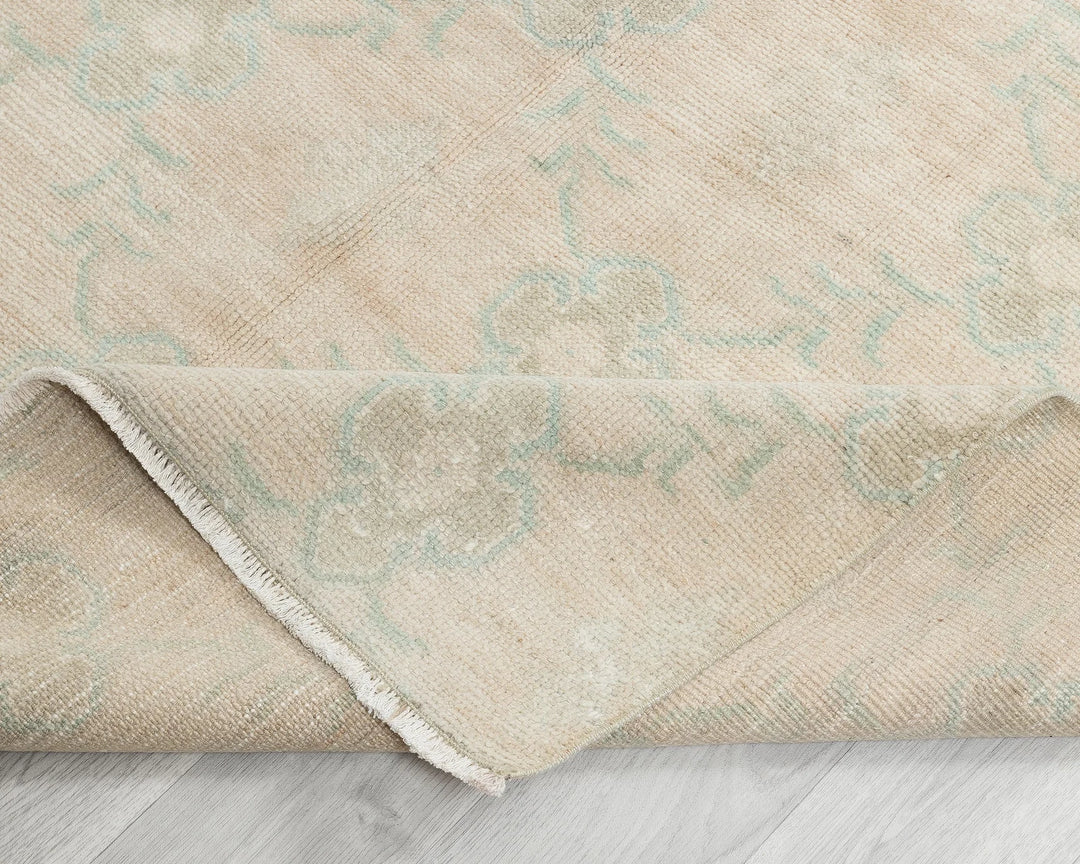 Beige Turkish Oushak Rug 4'6" x 10'6" Hand-Knotted | No. VR29430