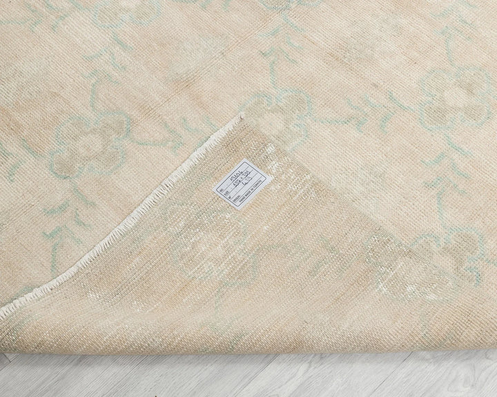 Beige Turkish Oushak Rug 4'6" x 10'6" Hand-Knotted | No. VR29430