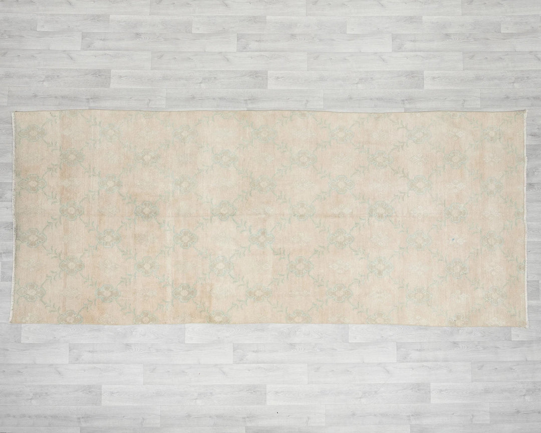 Beige Turkish Oushak Rug 4'6" x 10'6" Hand-Knotted | No. VR29430
