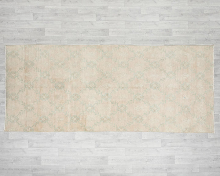 Beige Turkish Oushak Rug 4'6" x 10'6" Hand-Knotted | No. VR29430