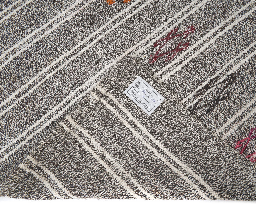 Gray Turkish Kilim Rug 2'10" x 16'2" Flat-Weave | No. VR29690