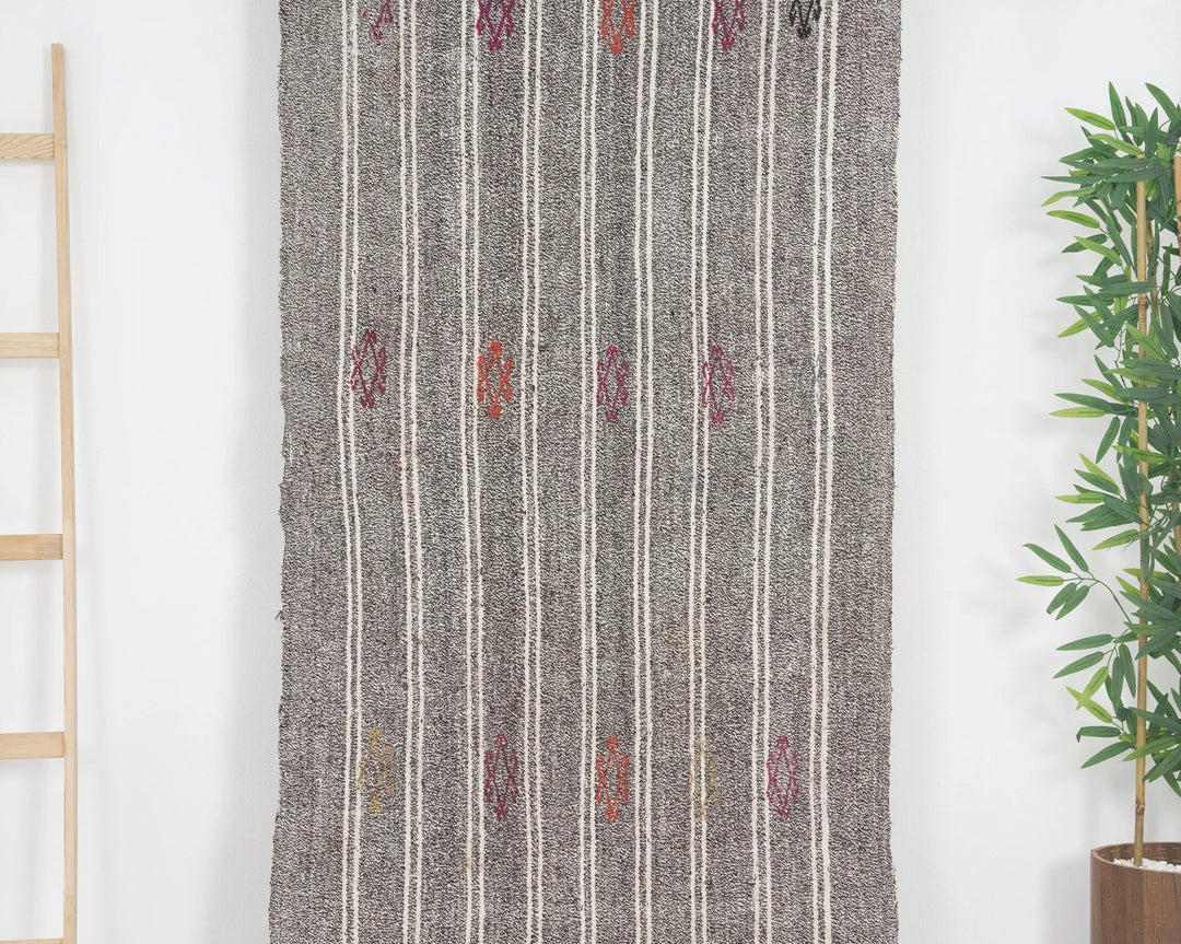 Gray Turkish Kilim Rug 2'10" x 16'2" Flat-Weave | No. VR29690