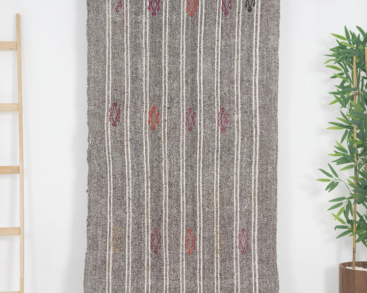 Gray Turkish Kilim Rug 2'10" x 16'2" Flat-Weave | No. VR29690