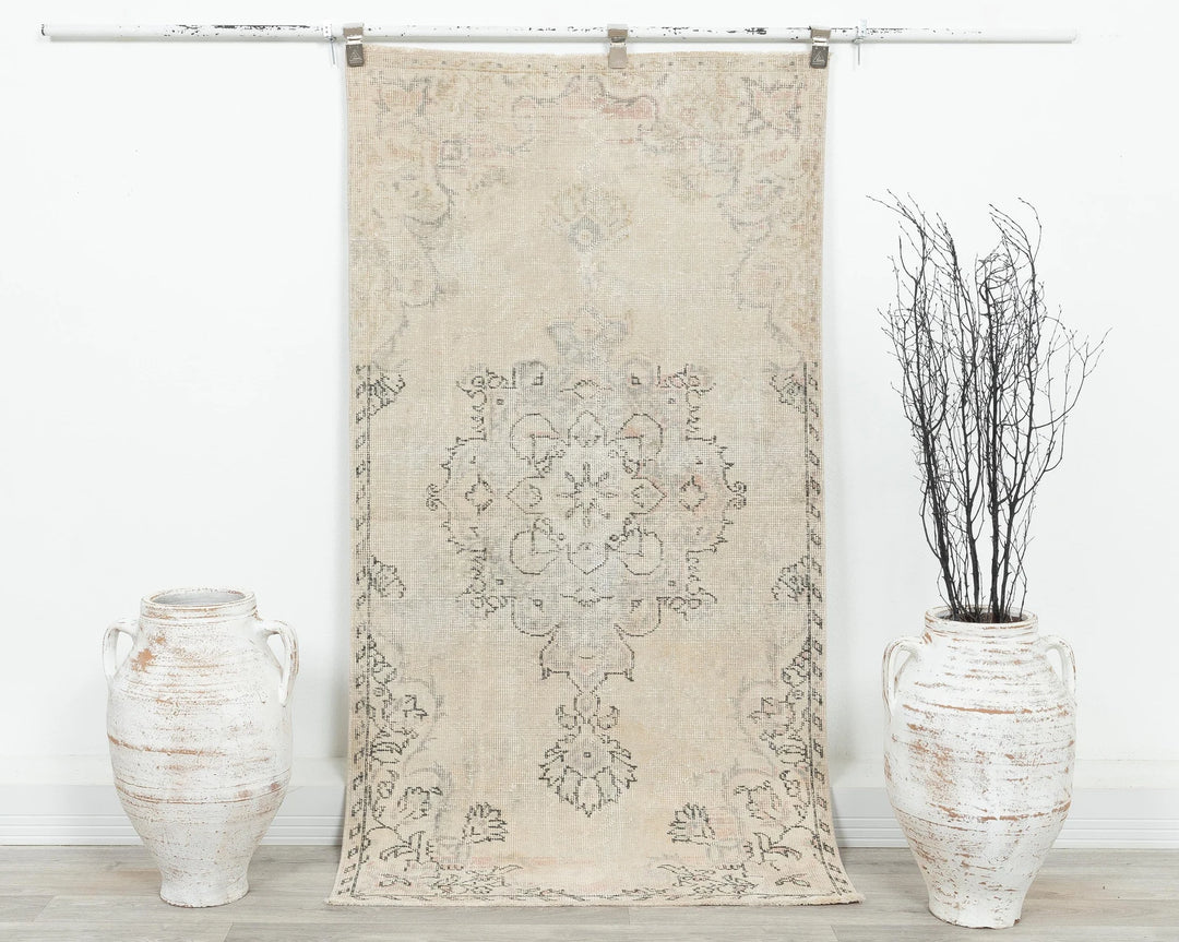 Beige Turkish Oushak Rug 3' x 5' 11" Hand-Knotted | No. VR29743