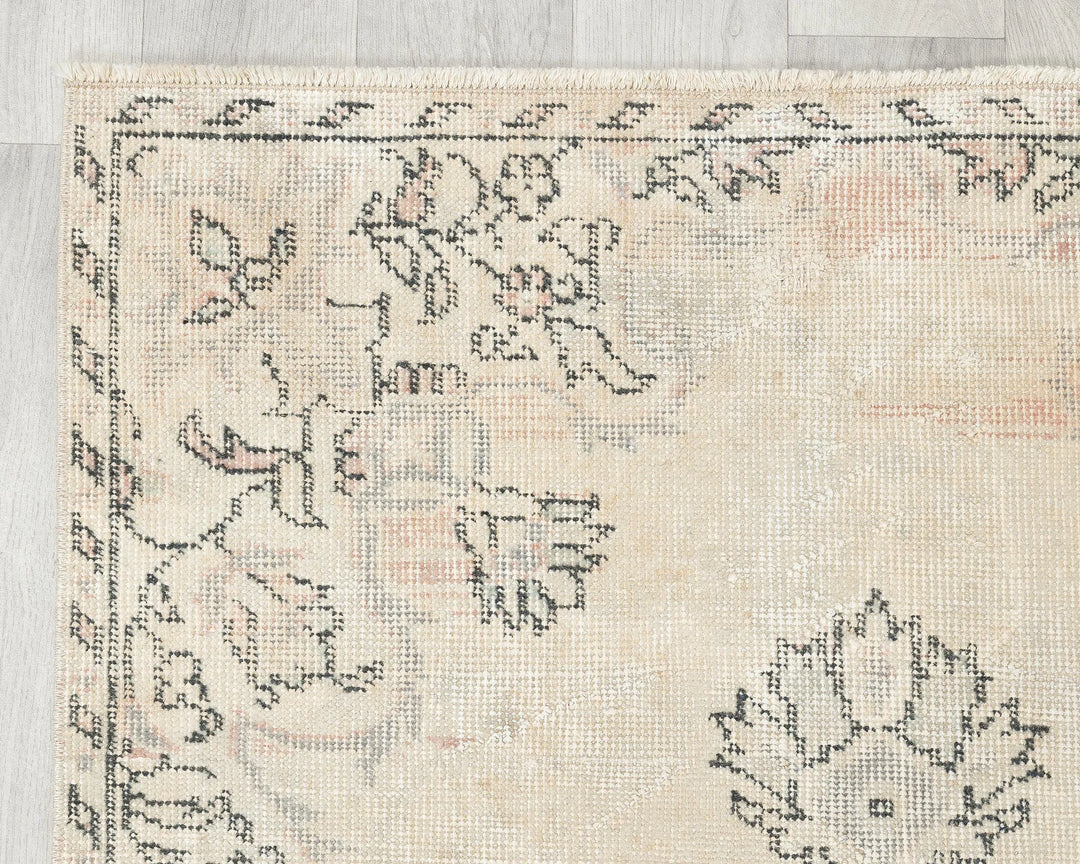 Beige Turkish Oushak Rug 3' x 5' 11" Hand-Knotted | No. VR29743