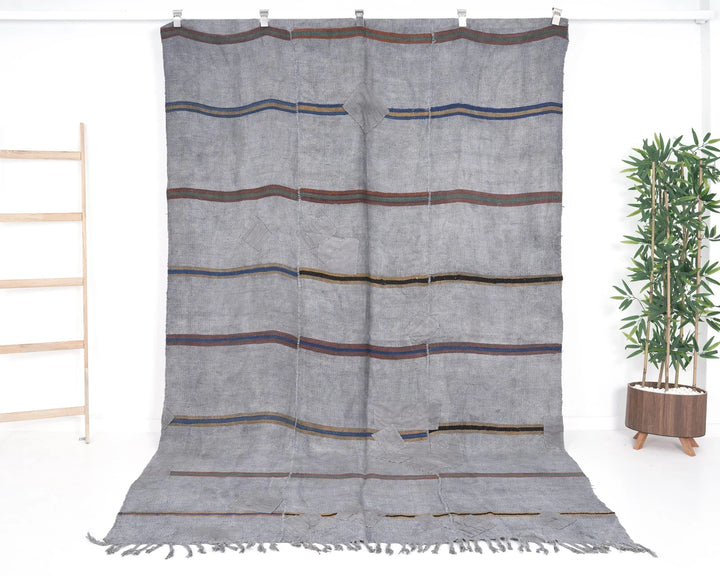 Gray Turkish Kilim Rug 6' x 9' 5" Flat-Weave | No. VR30013