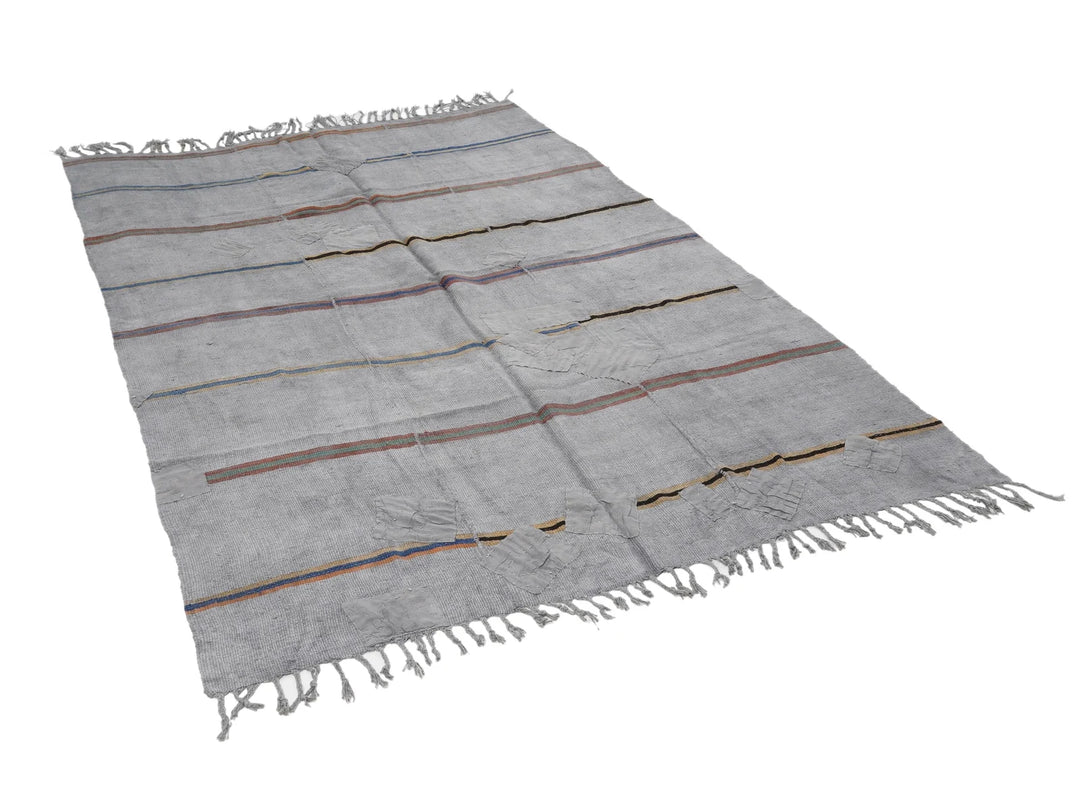Gray Turkish Kilim Rug 6' x 9' 5" Flat-Weave | No. VR30013
