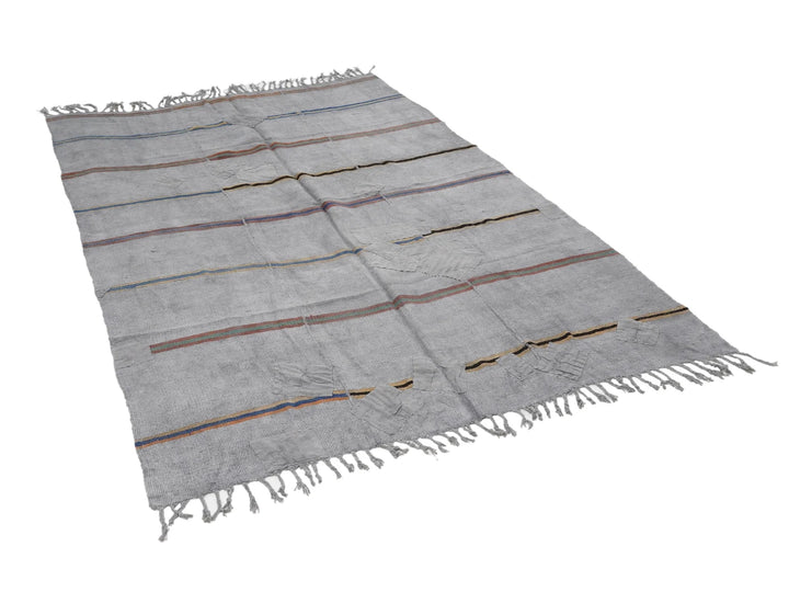 Gray Turkish Kilim Rug 6' x 9' 5" Flat-Weave | No. VR30013