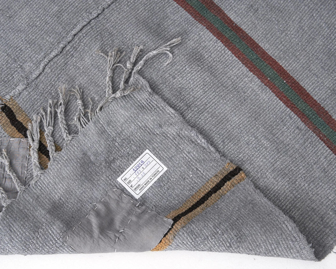 Gray Turkish Kilim Rug 6' x 9' 5" Flat-Weave | No. VR30013