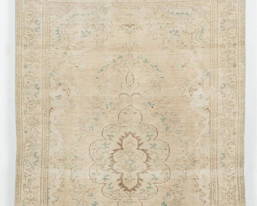 Beige Turkish Oushak Rug 5' 5" x 8' 6" Hand-Knotted | No. VR30236