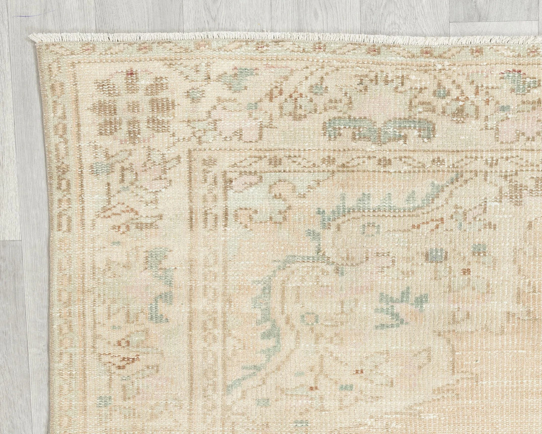 Beige Turkish Oushak Rug 5' 5" x 8' 6" Hand-Knotted | No. VR30236