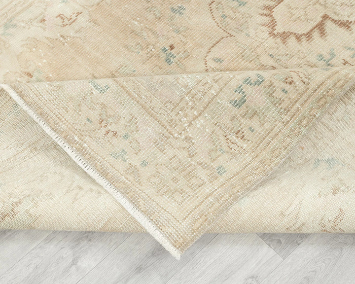 Beige Turkish Oushak Rug 5' 5" x 8' 6" Hand-Knotted | No. VR30236