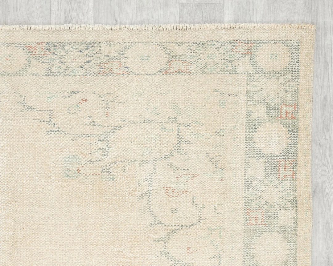 Beige Turkish Oushak Rug 7' x 9' 6" Hand-Knotted | No. VR30253