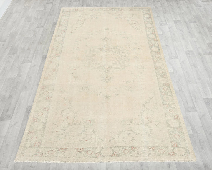 Beige Turkish Oushak Rug 7' x 9' 6" Hand-Knotted | No. VR30253