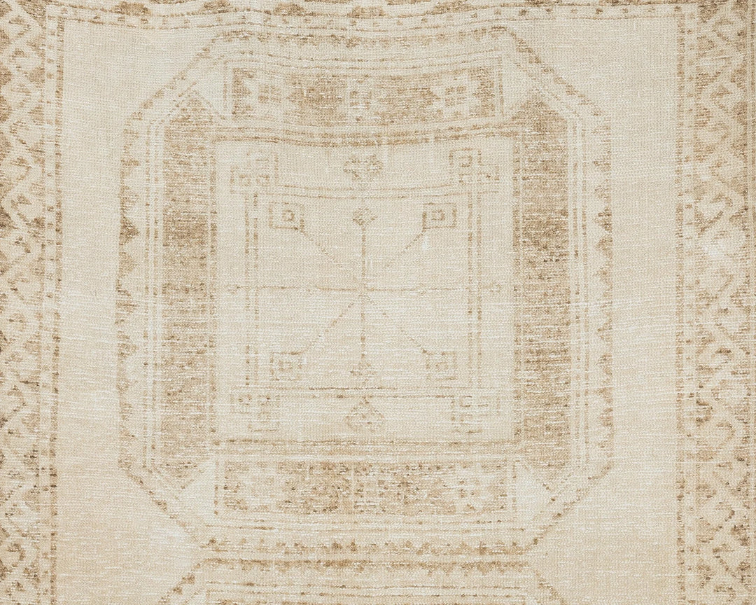 Beige Turkish Oushak Rug 3' 11" x 10' 8" Hand-Knotted | No. VR30318