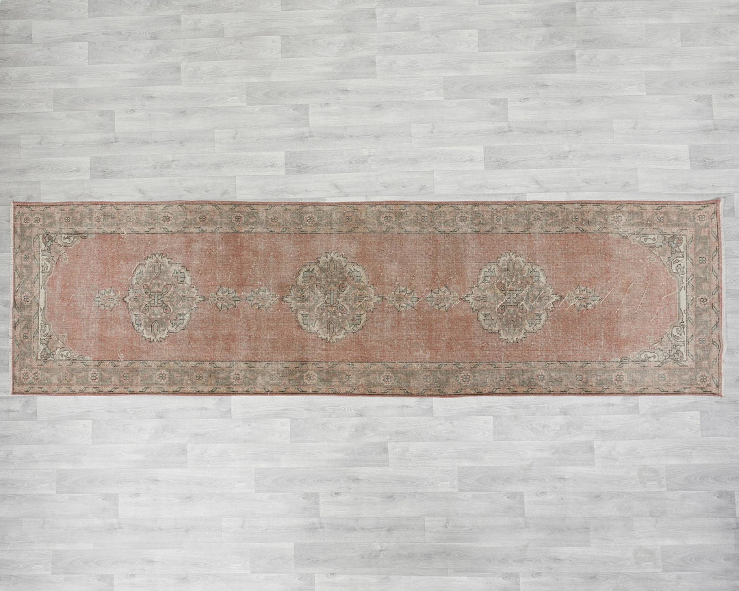 Pink Turkish Oushak Rug 3' 3" x 11' 6" Hand-Knotted | No. VR30379