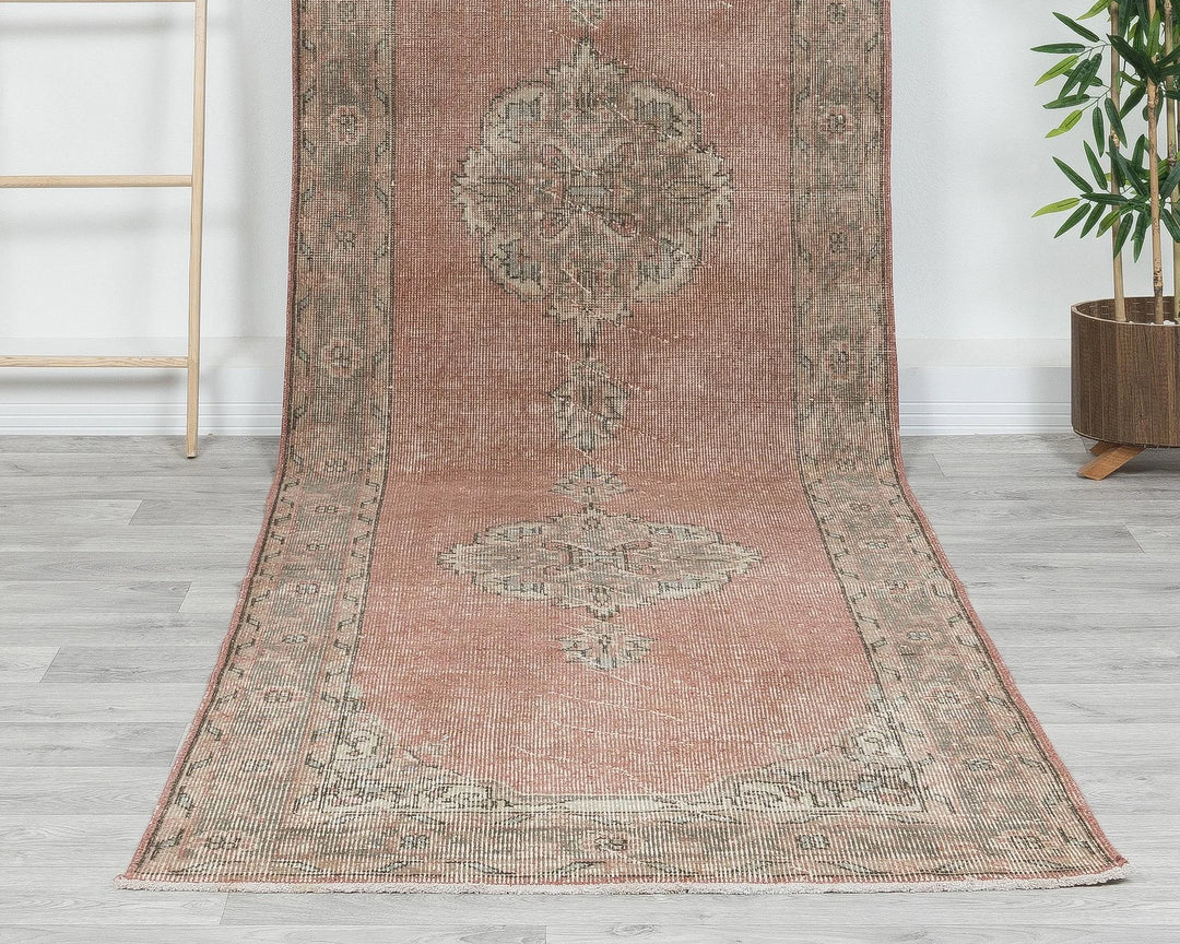 Pink Turkish Oushak Rug 3' 3" x 11' 6" Hand-Knotted | No. VR30379