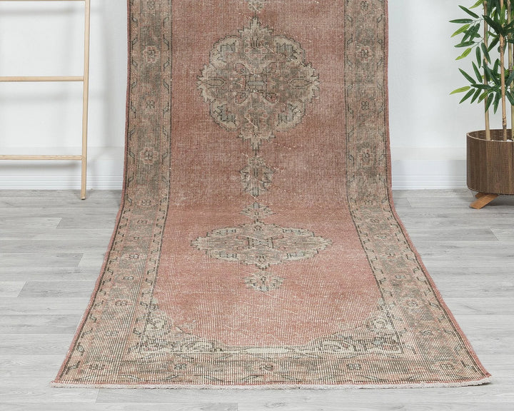 Pink Turkish Oushak Rug 3' 3" x 11' 6" Hand-Knotted | No. VR30379