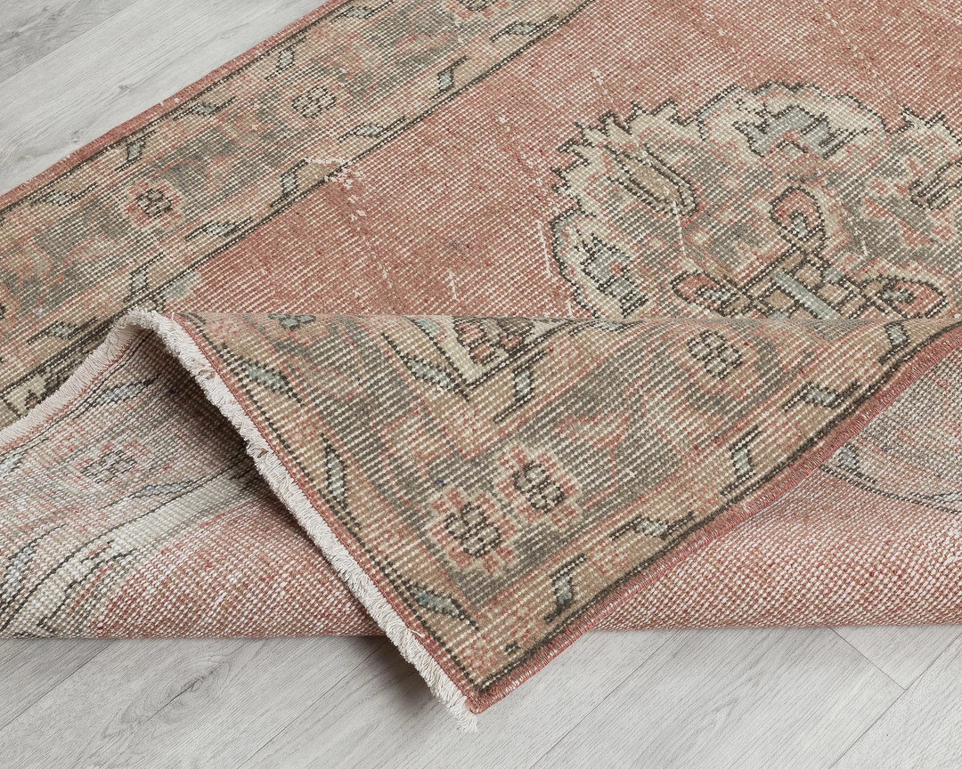Pink Turkish Oushak Rug 3' 3" x 11' 6" Hand-Knotted | No. VR30379