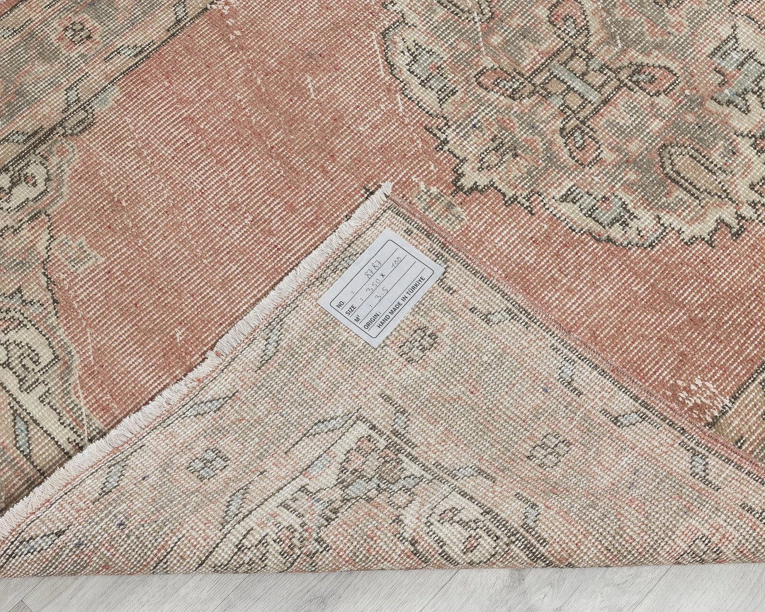 Pink Turkish Oushak Rug 3' 3" x 11' 6" Hand-Knotted | No. VR30379