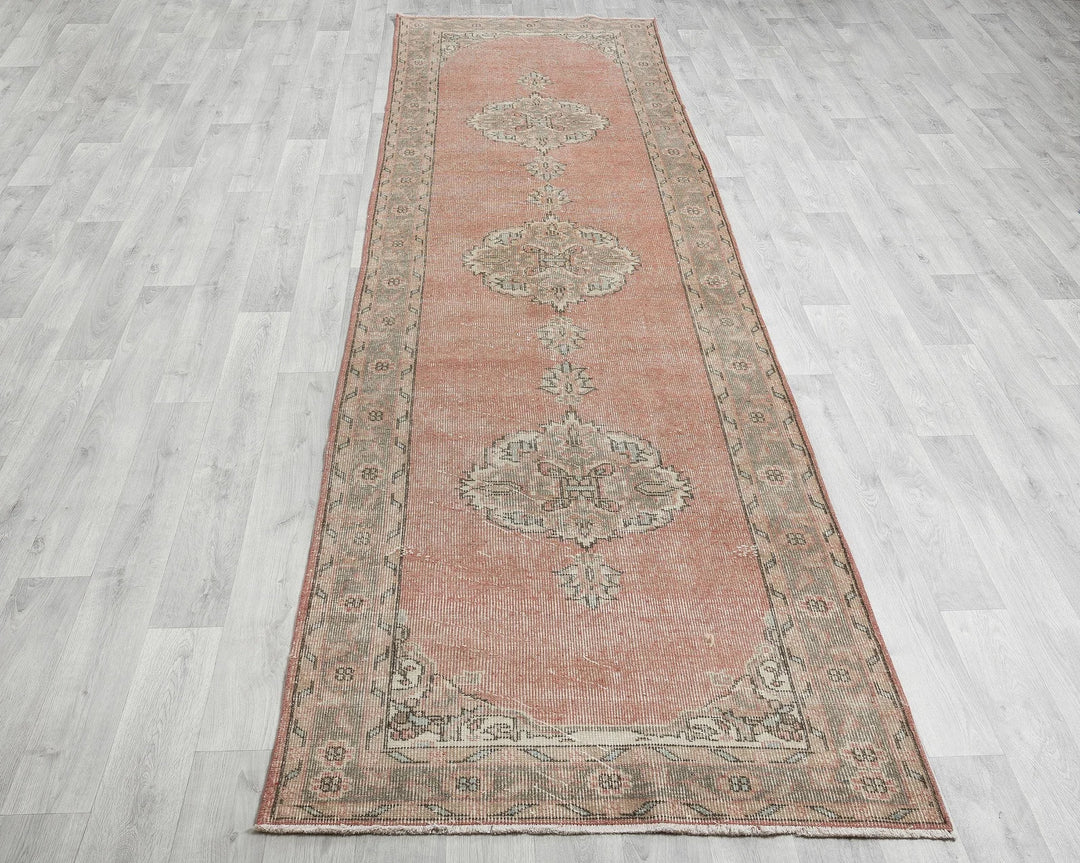 Pink Turkish Oushak Rug 3' 3" x 11' 6" Hand-Knotted | No. VR30379