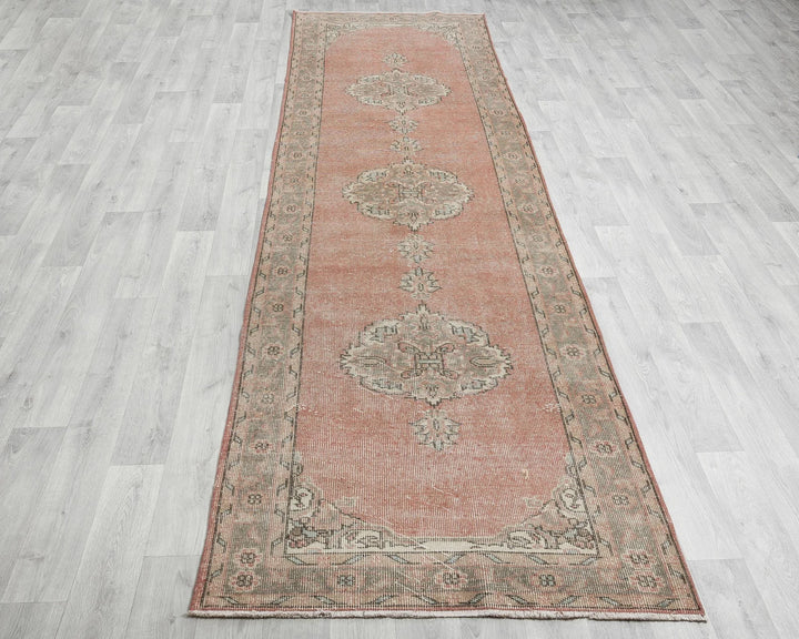 Pink Turkish Oushak Rug 3' 3" x 11' 6" Hand-Knotted | No. VR30379