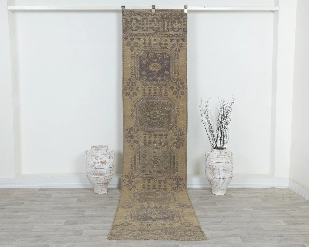 Multicolor Turkish Oushak Rug 2'7" x 10'10" Hand-Knotted