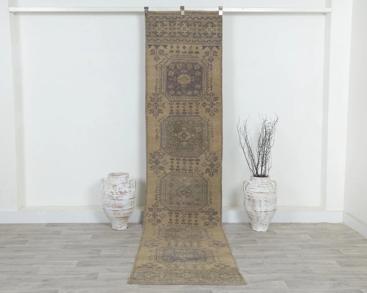 Multicolor Turkish Oushak Rug 2'7" x 10'10" Hand-Knotted