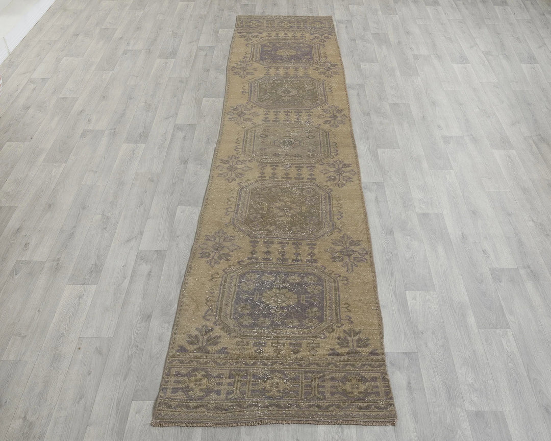 Multicolor Turkish Oushak Rug 2'7" x 10'10" Hand-Knotted view 9