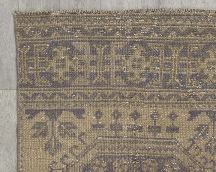 Multicolor Turkish Oushak Rug 2'7" x 10'10" Hand-Knotted border
