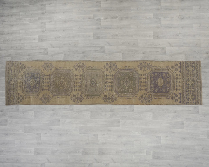 Multicolor Turkish Oushak Rug 2'7" x 10'10" Hand-Knotted reverse