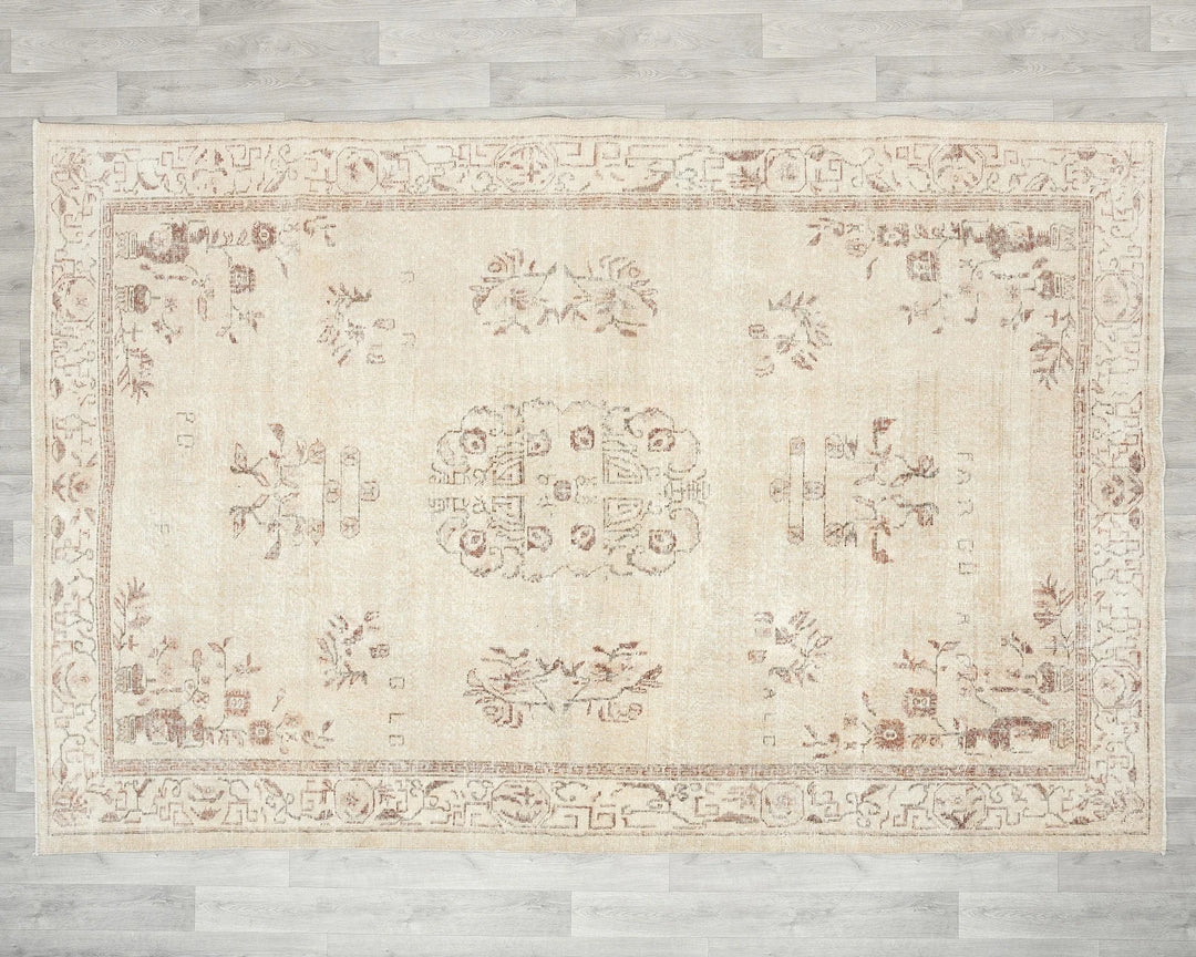 Multicolor Turkish Oushak Rug 6'6" x 9'8" Hand-Knotted view 9