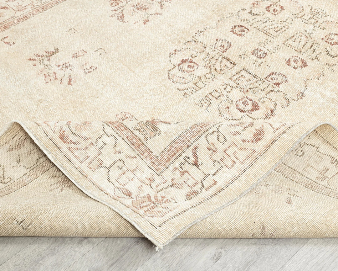 Multicolor Turkish Oushak Rug 6'6" x 9'8" Hand-Knotted field