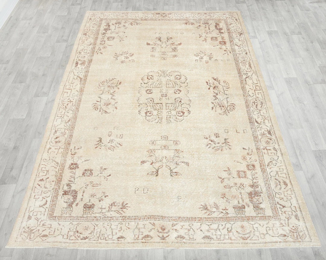 Multicolor Turkish Oushak Rug 6'6" x 9'8" Hand-Knotted reverse
