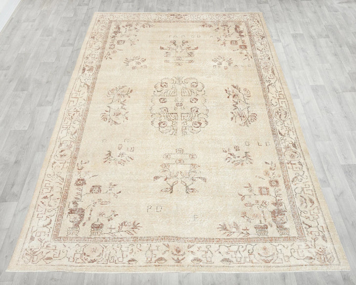 Multicolor Turkish Oushak Rug 6'6" x 9'8" Hand-Knotted reverse